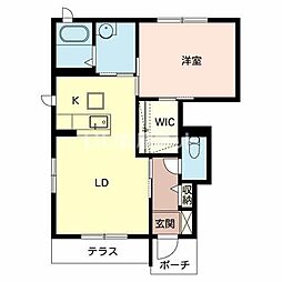 シャーメゾン岸宮 1階1LDKの間取り