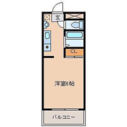 大保ハイツ A棟 2階ワンルームの間取り