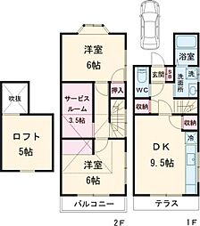 福生貸家II 1階2SDKの間取り