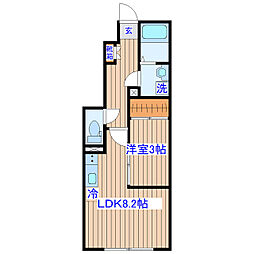 仮）愛の杜新築アパート 101 1階1LDKの間取り
