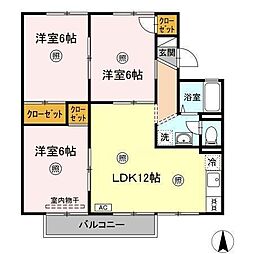 グレースタウン原C 3LDKの間取図画像
