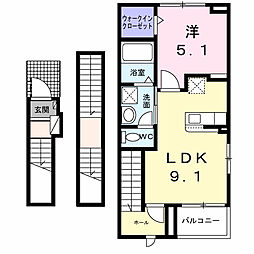 ベルソレイユ青木 1LDKの間取図画像