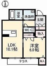 グランマスト今　Ｂ棟 103 1階1LDKの間取り