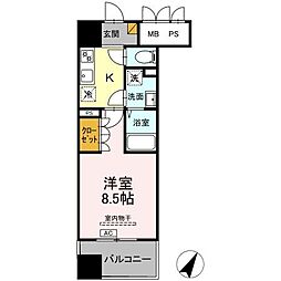 D-ROOM千葉中央 1Kの間取図画像
