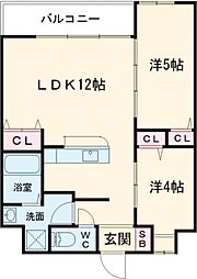 THE　GRANDE　HILLS（ザ グランデ ヒルズ） 302 3階2LDKの間取り