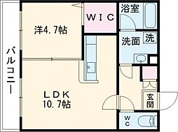 パリス長嶺 402 4階1LDKの間取り