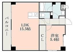 JR豊肥本線 肥後大津駅 徒歩17分の賃貸マンション 3階1LDKの間取り