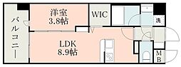 JR豊肥本線 肥後大津駅 徒歩22分の賃貸マンション 9階1LDKの間取り