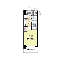 ディームス江坂 1Kの間取図画像