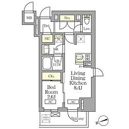 テラス北千住 1LDKの間取図画像