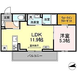 ベルディール 1LDKの間取図画像