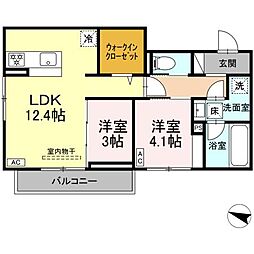 ディアライズ春日町B棟 2LDKの間取図画像