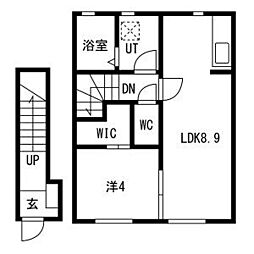 EQUUS(エクウス)A A205 2階1LDKの間取り