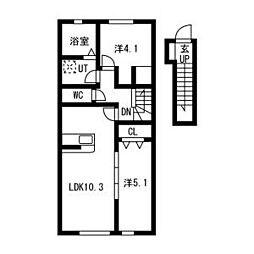 EQUUS(エクウス)B B203 2階2LDKの間取り