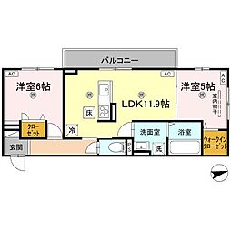 エムフルージュ 2LDKの間取図画像