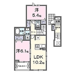 クレシェント 2LDKの間取図画像