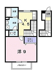 ジュネスベル 1Kの間取図画像