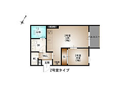 REGALEST 牛田旭 202 2階1LDKの間取り