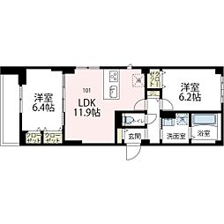 ニューグランデュールII 2LDKの間取図画像