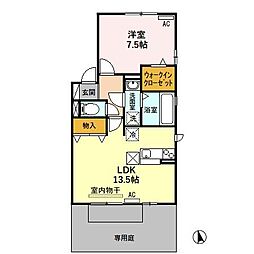 リビングタウン下奈良 1LDKの間取図画像