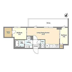 墨田区東向島1丁目マンション 2LDKの間取図画像