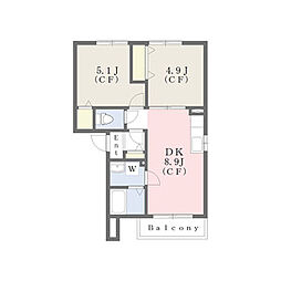 アルブルA 2DKの間取図画像