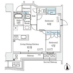 STANDZ四天王寺前夕陽ヶ丘 2LDKの間取図画像