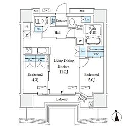 STANDZ四天王寺前夕陽ヶ丘 2LDKの間取図画像
