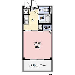 キャッスルカタバミ 1Kの間取図画像