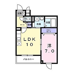 カルフール 1LDKの間取図画像
