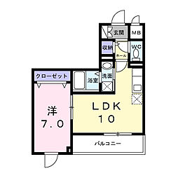 カルフール 1LDKの間取図画像