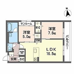 ジョナーレ泉が丘 2LDKの間取図画像