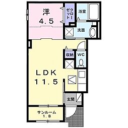 丹波篠山市大沢アパート 1LDKの間取図画像