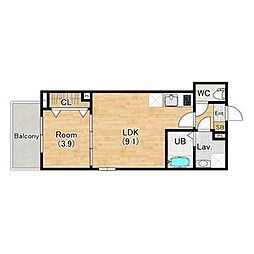 ジーメゾン大津横木ルイエル 広告料増額しております 1LDKの間取図画像