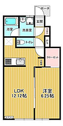 ル・リオン B（Le rion B） 104 1階1LDKの間取り