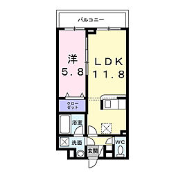 エフ・アクアレル 1LDKの間取図画像