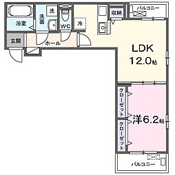 Villa Purumie 1LDKの間取図画像