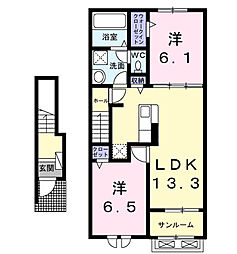 八街市八街アパート 2LDKの間取図画像