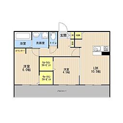 セキュレア合志 2LDKの間取図画像