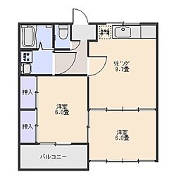ヴィレッジ小嶋 2DKの間取図画像