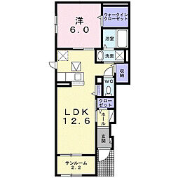 Village なの花 1LDKの間取図画像