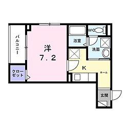 ヒカルサ京都梅津 1Kの間取図画像