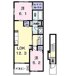 カーサみやびX 2LDKの間取図画像