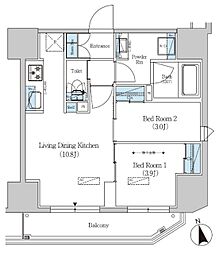 アーバネックス上野 2LDKの間取図画像