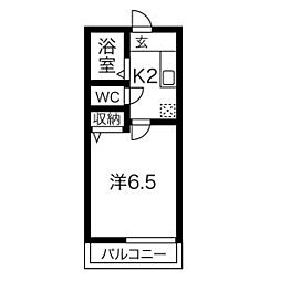ヴィブレ浅井 1Kの間取図画像