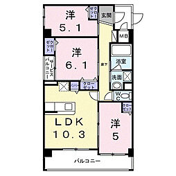 リアンコート 3LDKの間取図画像