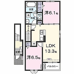 ベルカーナ 福(フク) 2LDKの間取図画像