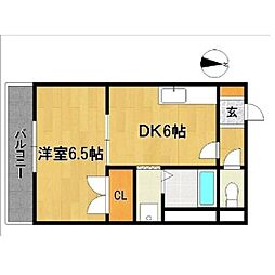 ピュアクローネ1 1DKの間取図画像