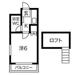 リバティー荒子 1Kの間取図画像