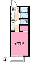 パークサイドB 1Kの間取図画像